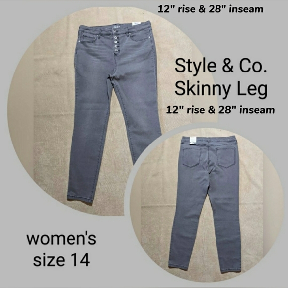 Style & Co. straight leg jeans sz 14 Skinny Table - Picture 1 of 11